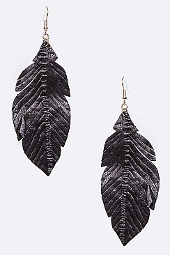 LEATHER CUTOUT DROP EARRING