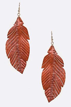 LEATHER CUTOUT DROP EARRING