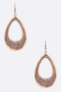 LEATHER TEARDROP CUTOUT EARRING