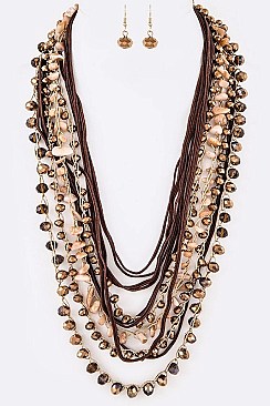 LOOPED BEADS & CRYSTAL STATEMENT NECKLACE SET