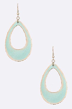 LEATHER TEARDROP CUTOUT EARRING