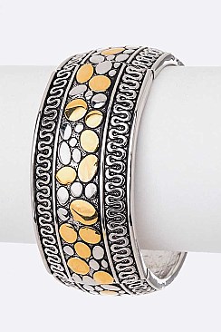 Elegant 2 Tone Hinged Bangle