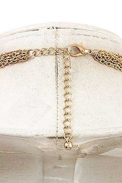 LINKED FLAT METAL BIB NECKLACE SET