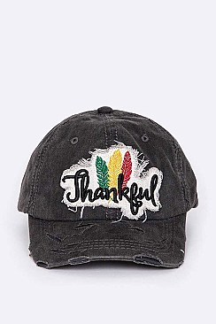 Thankful Embroidery Cotton Cap LA-T13THK05