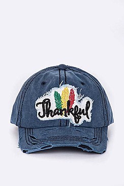 Thankful Embroidery Cotton Cap LA-T13THK05