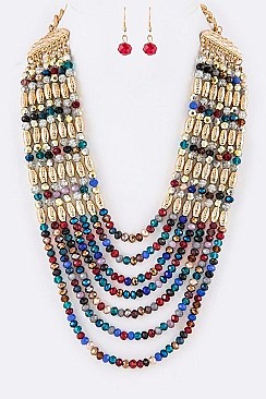 STACKED CRYSTAL STATEMENT NECKLACE SET