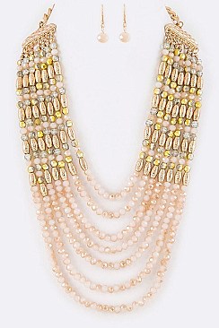 STACKED CRYSTAL STATEMENT NECKLACE SET