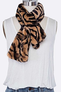 Comfy Faux Fur Animal Print Winter Scarf