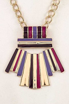 MIXED COLOR FRINGE METAL NECKLACE SET