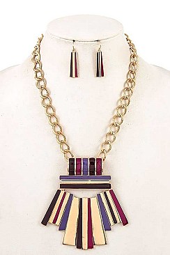 MIXED COLOR FRINGE METAL NECKLACE SET