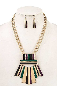 MIXED COLOR FRINGE METAL NECKLACE SET