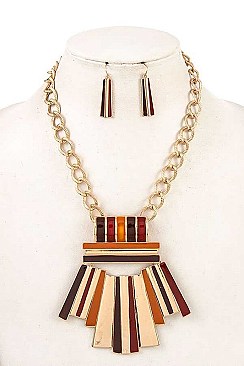MIXED COLOR FRINGE METAL NECKLACE SET