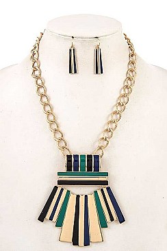 MIXED COLOR FRINGE METAL NECKLACE SET