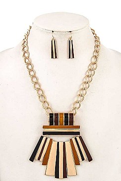MIXED COLOR FRINGE METAL NECKLACE SET