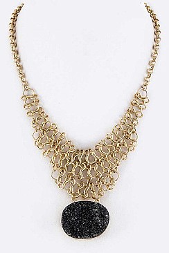 Iconic Druzy Braided Chain Necklace