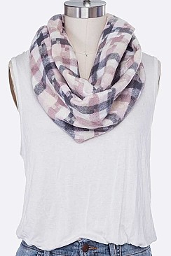 Pack of 12 Trendy Mix Plaid Infinity Scarf Set