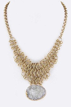 Iconic Druzy Braided Chain Necklace