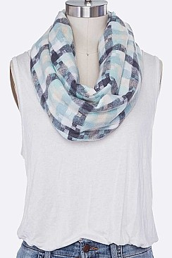 Pack of 12 Trendy Mix Plaid Infinity Scarf Set
