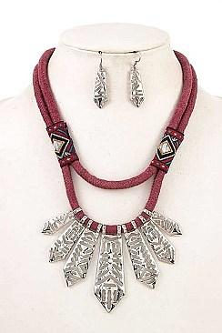 ROPE & FRINGE METAL PENDANT NECKLACE SET