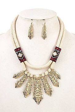 ROPE & FRINGE METAL PENDANT NECKLACE SET