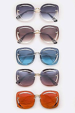 Pack of 12 Pieces Iconic Cutout Square Sunglasses LA113-POP8348