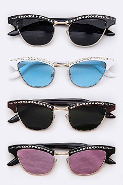 Pack of 12 Pieces Crystalized Cat Eye Sunglasses LA113-POP8292