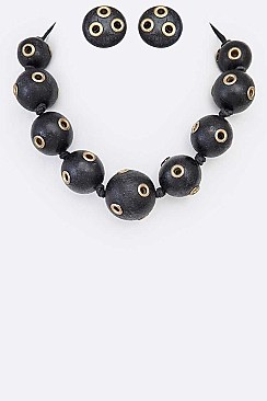 Stylish Wooden Beads Necklace Set