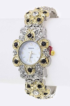 Stylish Crystal Flower Bangle Watch LA 05-2912TRY