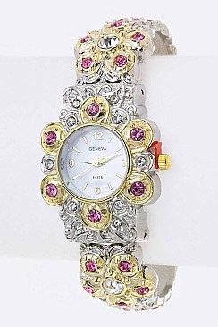 Stylish Crystal Flower Bangle Watch LA 05-2912TRY