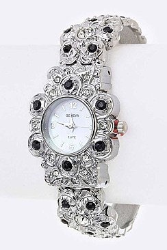 Stylish Crystal Flower Bangle Watch LA 05-2912TRY