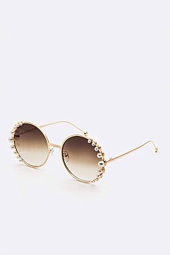 Pack of 12 Pieces Pearl Accent Oversize Round Sunglasses LA113-POP8625