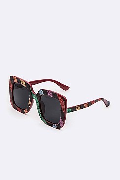 Pack of 12 Pieces Rainbow Glitter Iconic Square Sunglasses LA113-POP8300