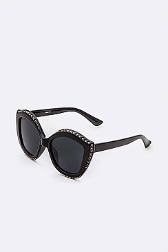 Pack of 12 Pieces Crystal Accent Cat Eye Oversize Sunglasses LA113-POP8872