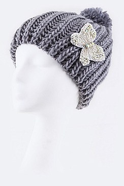 Stylish Beaded Butterfly Fashion Beanie LA-HT2984BF075
