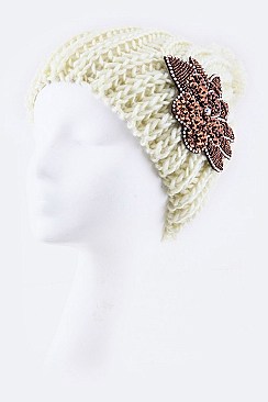 Stylish Beaded Lotus Fashion Knit Beanie LA-HT2984MF060