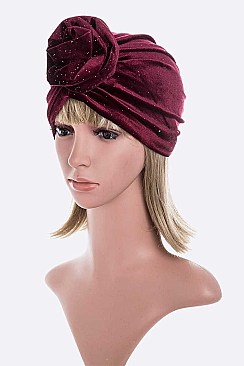 Pack of 12 Knotted Velour Glitter Turban Set