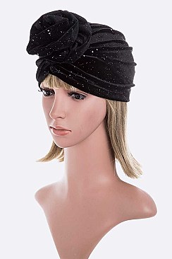 Pack of 12 Knotted Velour Glitter Turban Set