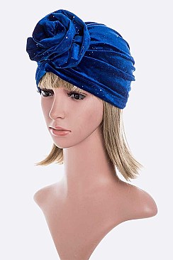 Pack of 12 Knotted Velour Glitter Turban Set