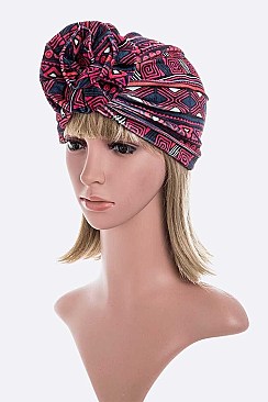 Pack of 12 Fashion Tribal Print Top Knot Turban Hat Set