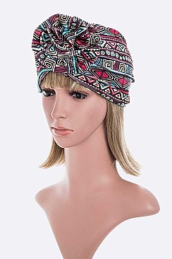 Pack of 12 Fashion Tribal Print Top Knot Turban Hat Set