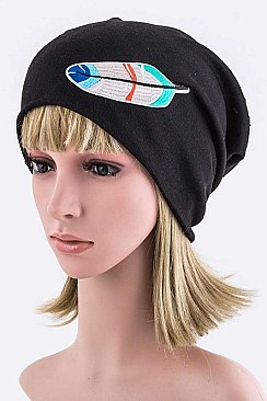 Stylish Feather Patch Fashion Beanie LA-EMH1024Z