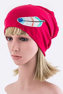 Stylish Feather Patch Fashion Beanie LA-EMH1024Z