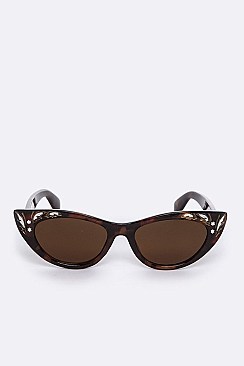 Pack of 12 pieces Carved Accent Cat Eye Sunglasses LA113-POP8150