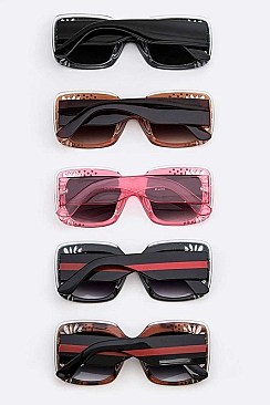 Pack of 12 pieces Clear Embossed Frame Square Sunglasses