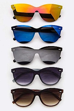 Pack of 12 Pieces Color Mirror Shield Iconic Sunglasses LA108-89158RV