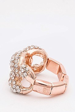 Crystal Studded Link Stretch Ring LARB2183