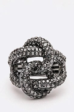 Elegant Crystal Knotted Iconic Stretch Ring LARB2076Z