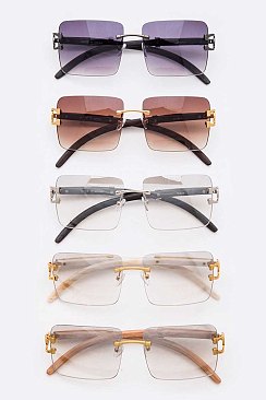 Pack of 12 RIMLESS SQUARE UNISEX SUNGLASSES SET