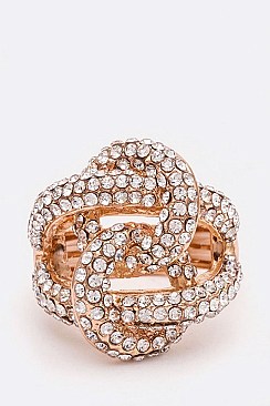 Elegant Crystal Knotted Iconic Stretch Ring LARB2076Z