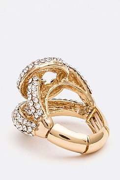 Elegant Crystal Knotted Iconic Stretch Ring LARB2076Z